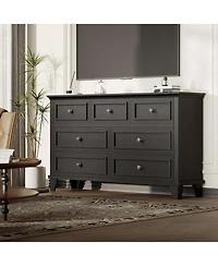 homfan Modern 7 Drawer Dresser for Bedroom – Wide Chest of Drawers Deep Storage Water-Resistant Wood Top Cabinet