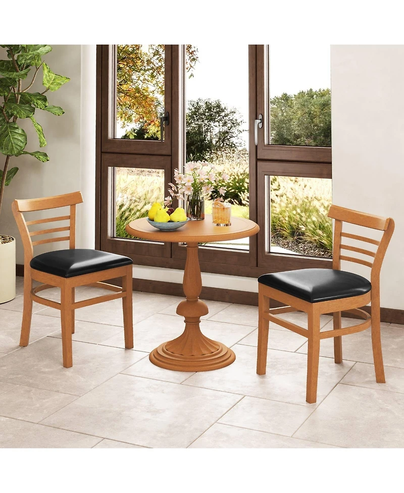 Gymax Modern Dining Chair Set of 4 Upholstered Kitchen Chair w/Rubber Wood Legs