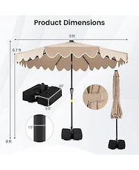 Gymax 9 Feet Outdoor Patio Umbrella With 32 Solar Led Lights And Weighted Base Sandbags