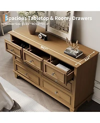 homfan Modern 7 Drawer Dresser for Bedroom - Wide Chest of Drawers Deep Storage Water-Resistant Wood Top Metal Handles Thickened Desktop