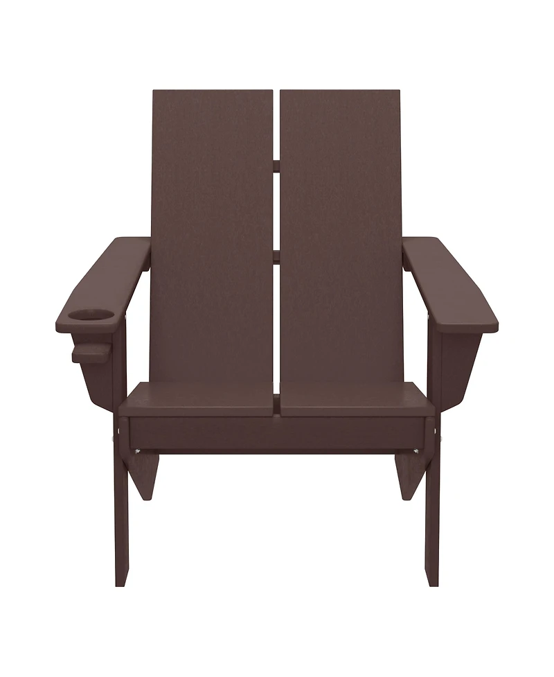 Outdoor Hdpe Modern Adirondack Chair with Cup Holder (Set of