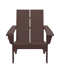 Outdoor Hdpe Modern Adirondack Chair with Cup Holder (Set of