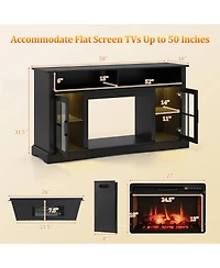 Gymax Fireplace Tv Stand w/ Remote Controls and Thermostat Storage Cabinets