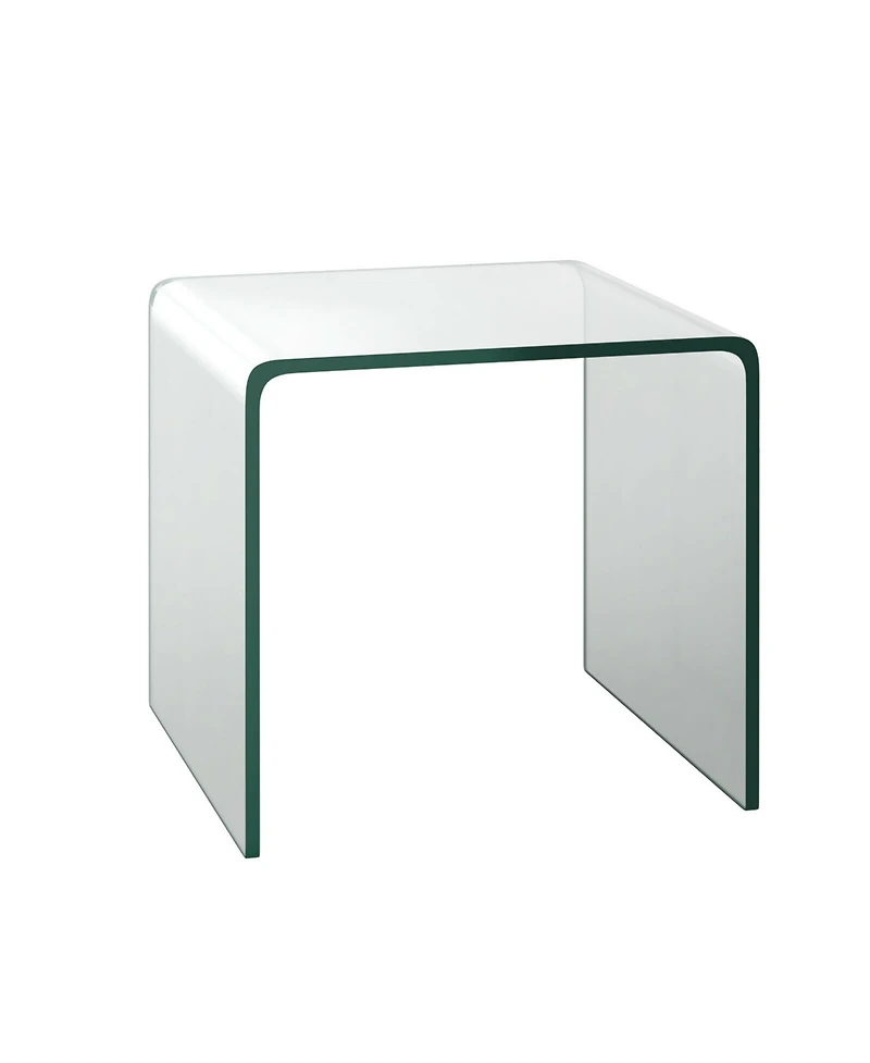 Gymax 3 Piece Tempered Glass Coffee and End Table Set Transparent Living Room