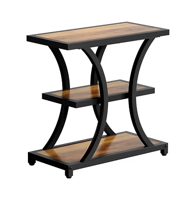 Slickblue 3-Tier End Table with Geometric Design for Living Room