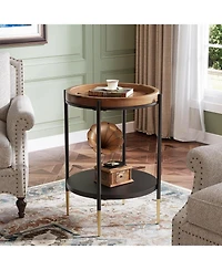 Slickblue 2-Tier Round Side Table for Living Room or Bedroom