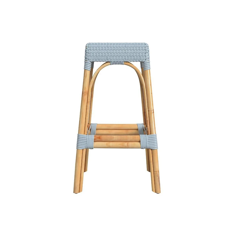 Butler Specialty Robias Rectangular Rattan 30" Bar Stool, Baby Blue