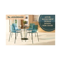 LeisureMod Astor Water Ripple Design Dining Chair Set of