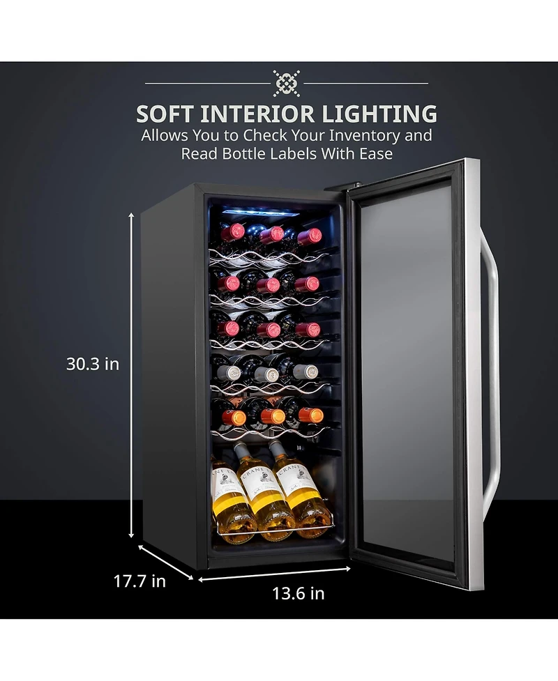 Ivation Freestanding Wine Refrigerator, 18 Bottle Wine Cooler