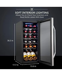 Ivation Freestanding Wine Refrigerator, 18 Bottle Wine Cooler