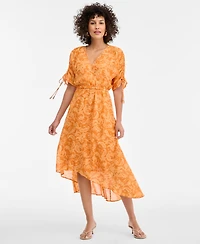 I.n.c. International Concepts Women's Short-Sleeve Printed Faux Wrap Dress, Macy's Exclusive