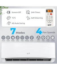 Costway 12000 Btu 115V Mini Split Air Conditioner and Heater with 1 Ton Heat Pump Installation Kit