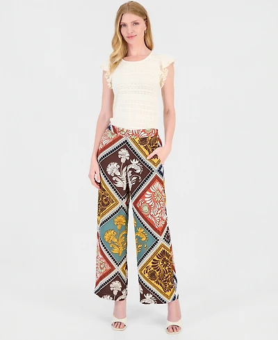 T Tahari Women's High-Rise Printed Pull-On Pants