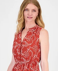 T Tahari Women's Sleeveless Printed Fit & Flare Dress