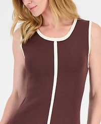 T Tahari Women's Contrast Tipped Midi Bodycon Dress