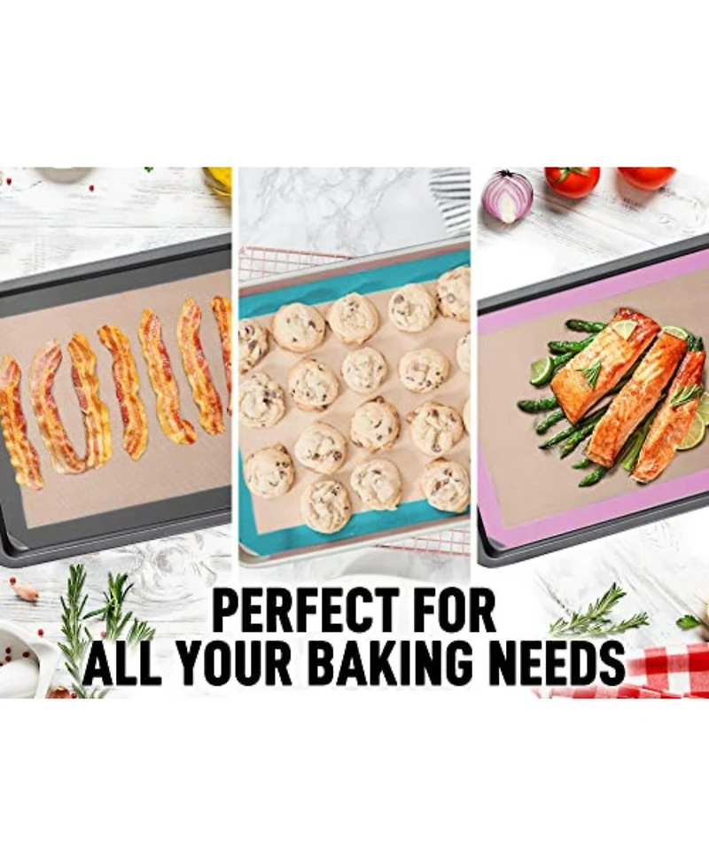 (2 Pack) Silicone Baking Mat Sheet Set - Reusable Nonstick