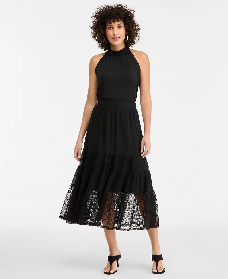 I.n.c. International Concepts Women's Lace-Trim Tiered Midi Skirt, Macy's Exclusive