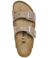 Birkenstock Little Girls' Arizona Rivets Suede Leather Sandals from Finish Line