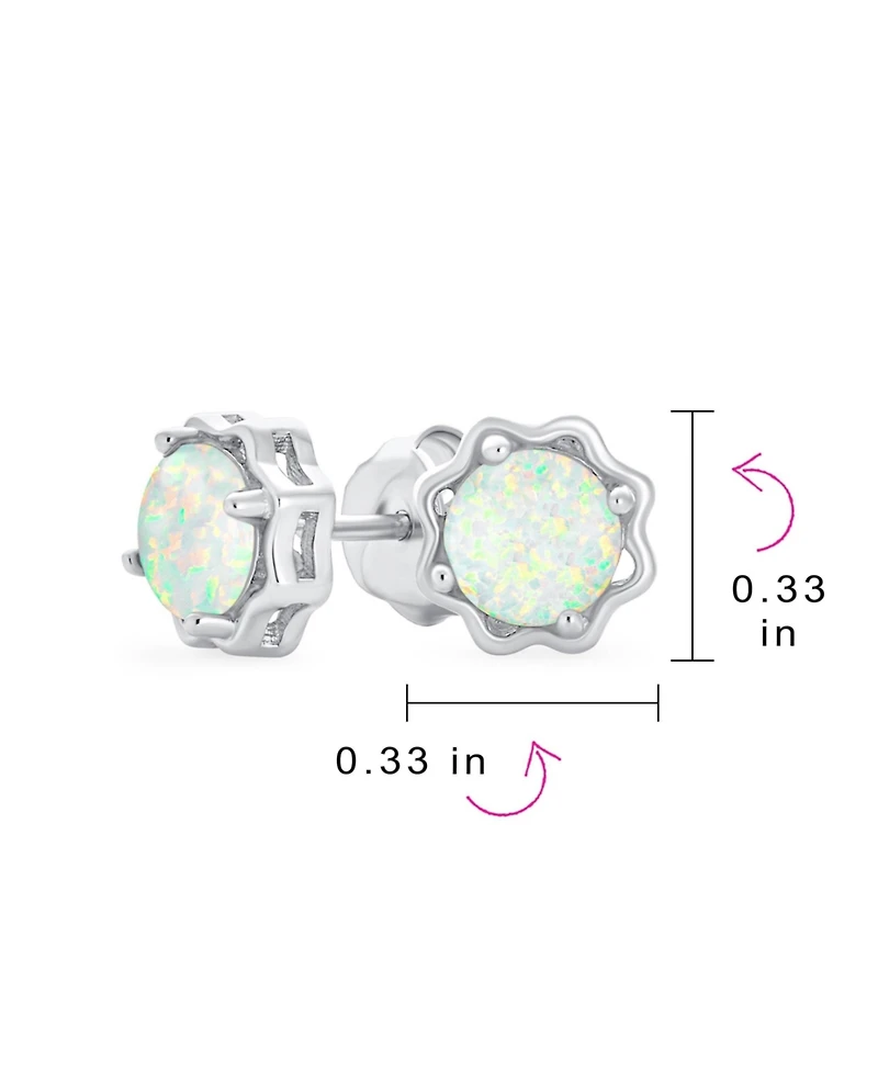 Bling Jewelry 1.5 Ct Flower Basket Set Solitaire Create White Opal Stud Earrings .925 Sterling Silver