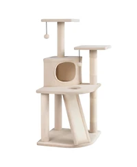 Cozito 44 in Tall Kitten Tower with Condo and 2 Plush Perches, Beige