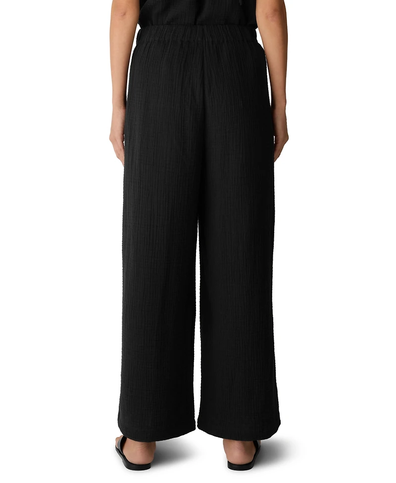 Eileen Fisher Women's Cotton High-Rise Wide-Leg Pants