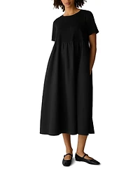 Eileen Fisher Women's Round Neck Short-Sleeve Midi Dress