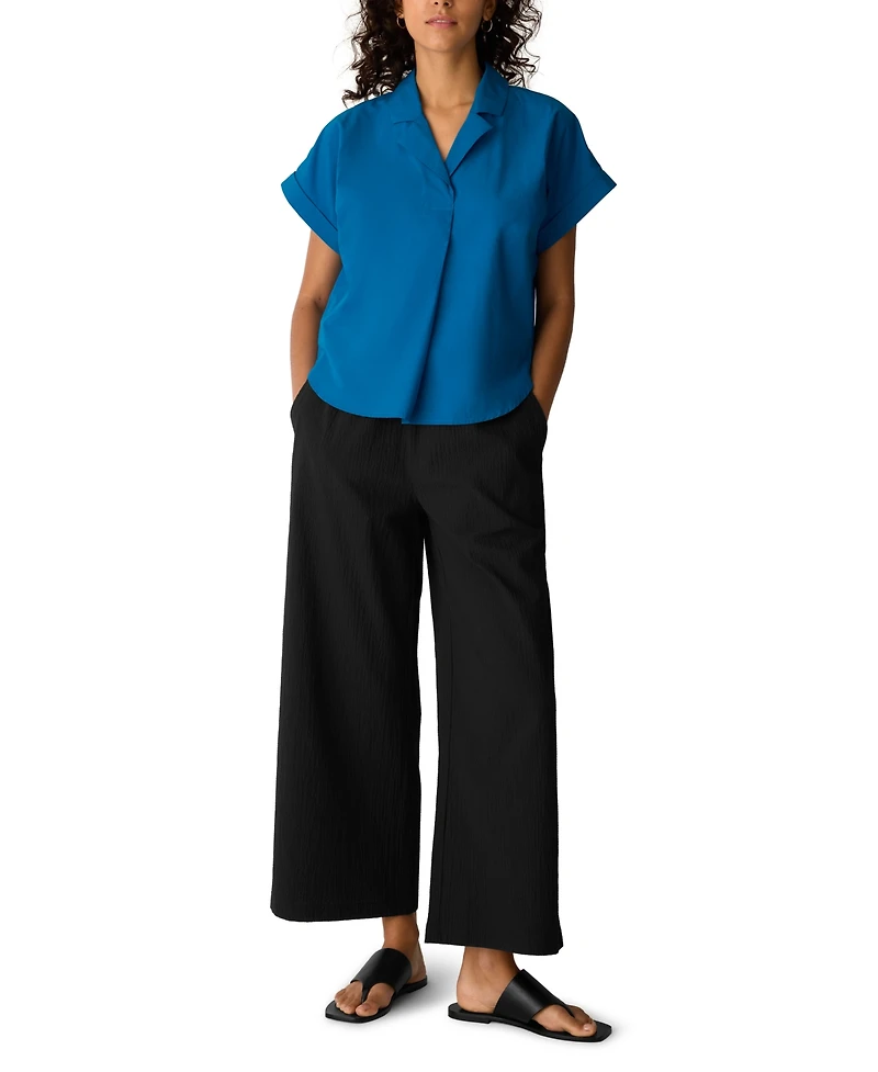 Eileen Fisher Women's Cotton Poplin Notch Collar Shirt