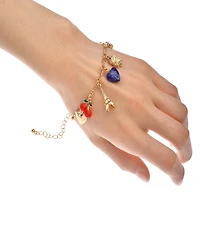 Nicole Miller Gold-Tone Eiffel Tower, Heart, Rose, Horseshoe, Clover, Cherry, and Amor Charms Bracelet