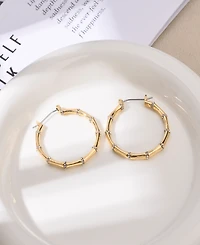 Nicole Miller Gold-Tone Crystal Accents Hoop Earrings