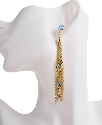 Nicole Miller Gold-Tone Blue Stone Stud Dangle Earrings