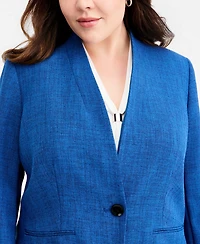 Kasper Plus Collarless One-Button Blazer