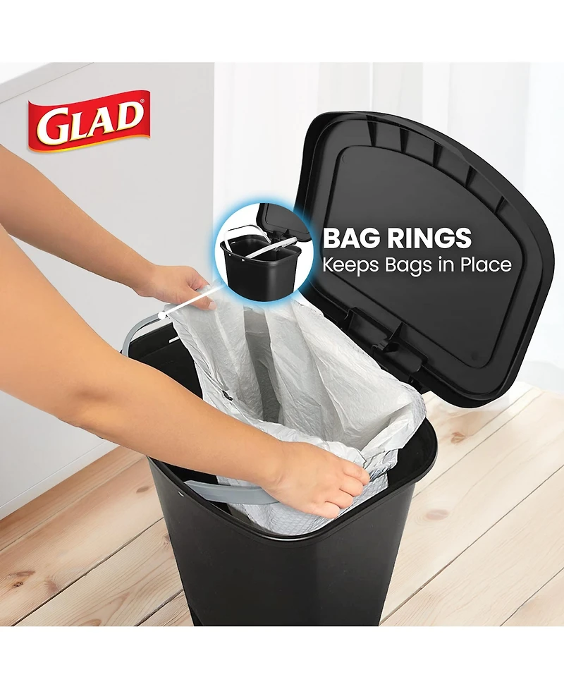 Glad Kitchen Trash Can with Lid, Foot Pedal and Garbage Bag Rings