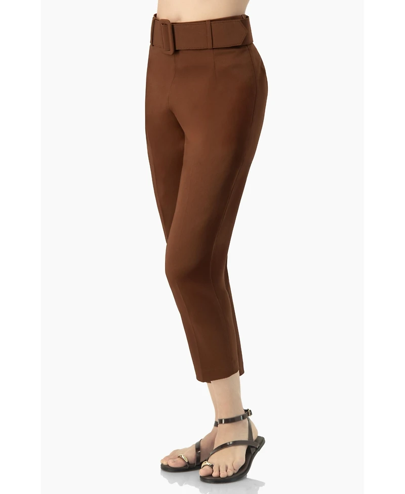 Ivonne Women's Straight-Leg Gabardine Pants with Belt