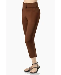Ivonne Women's Straight-Leg Gabardine Pants with Belt