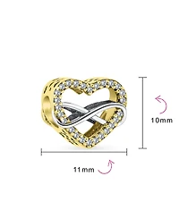 Bling Jewelry Couples Love Knot Crystal Bead Charm Infinity Heart Two Tone Gold Plated Silver