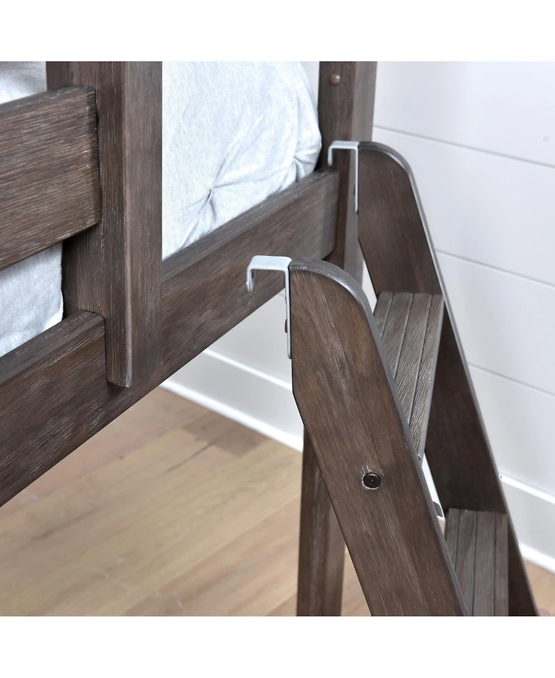 Max & Lily Loft Bed, Low Solid Wood Twin Bunk Beds for Kids with Ladder and Curtain