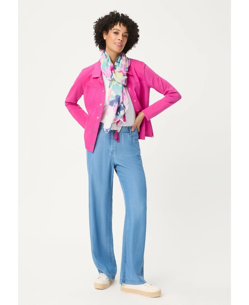 Olsen Women's Linen Mixed Media Jacket
