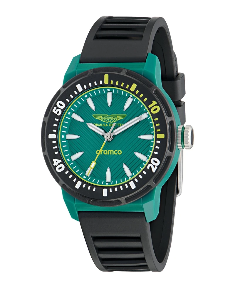 Aston Martin F1 Men's Pdk 3 Hand Quartz Black Silicone Watch 40mm