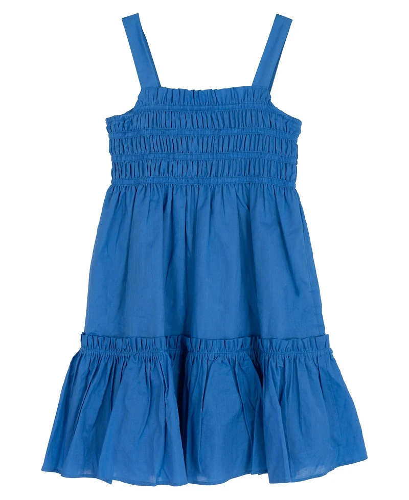 Rare Editions Girls' 7-16 Woven Smocked Bodice 2-Tier Skirt Dress