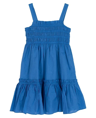 Rare Editions Girls' 7-16 Woven Smocked Bodice 2-Tier Skirt Dress