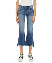 KanCan Women's Aida Mid Rise Cropped Flare Jeans
