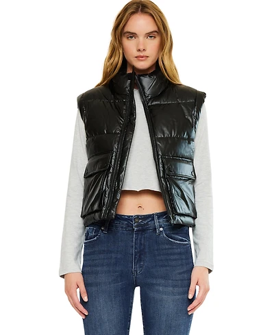 KanCan Women's Obsidian Cropped Puffer Vest