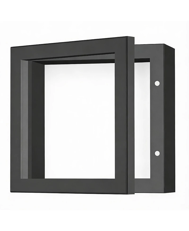 Yigii 5x5 Rustic Shadow Box with Magnetic Door for Photos and Keepsakes