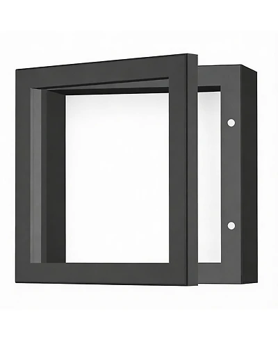 Yigii 5x5 Rustic Shadow Box with Magnetic Door for Photos and Keepsakes