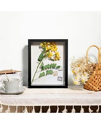 Yigii 8x10 Rustic Shadow Box Frame: Magnetic Door, Linen Back, Glass Cover