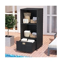 Aoxun Woven Dresser with Drawers, Modern Metal Frame for Living Room or Entryway