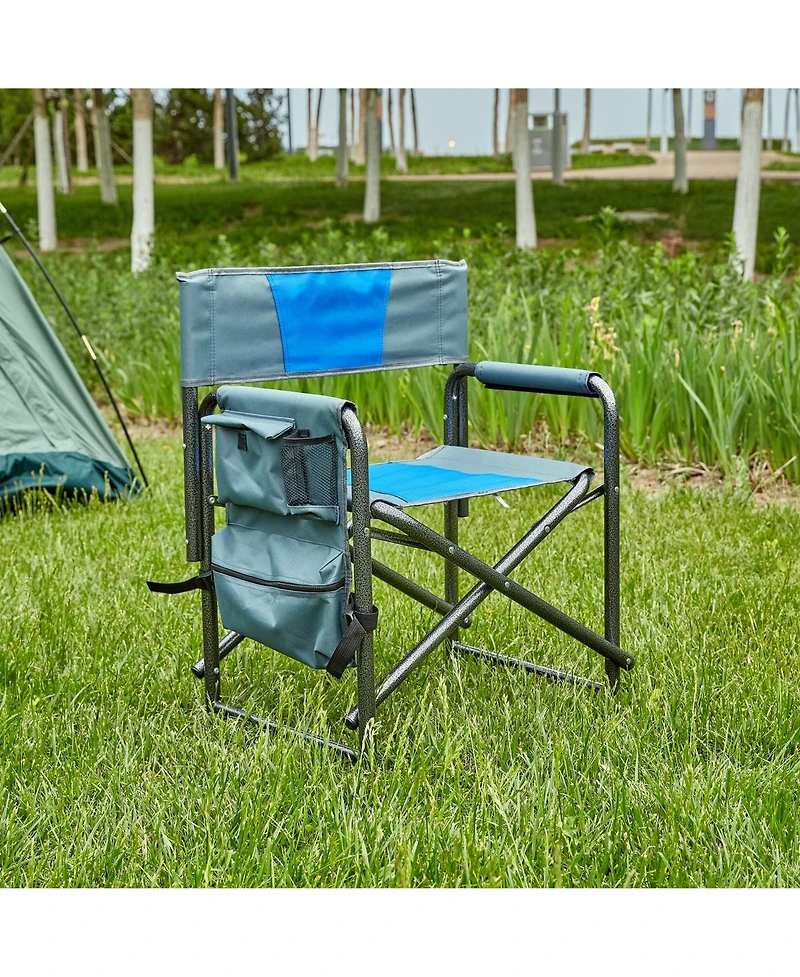 Clihome 1-piece Padded Folding Outdoor Chair with Storage Pockets
