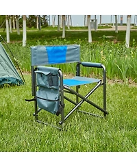 Clihome 1-piece Padded Folding Outdoor Chair with Storage Pockets