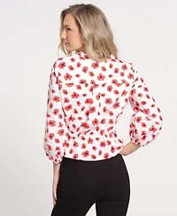 Isaac Mizrahi Women's Printed Balloon-Sleeve Top