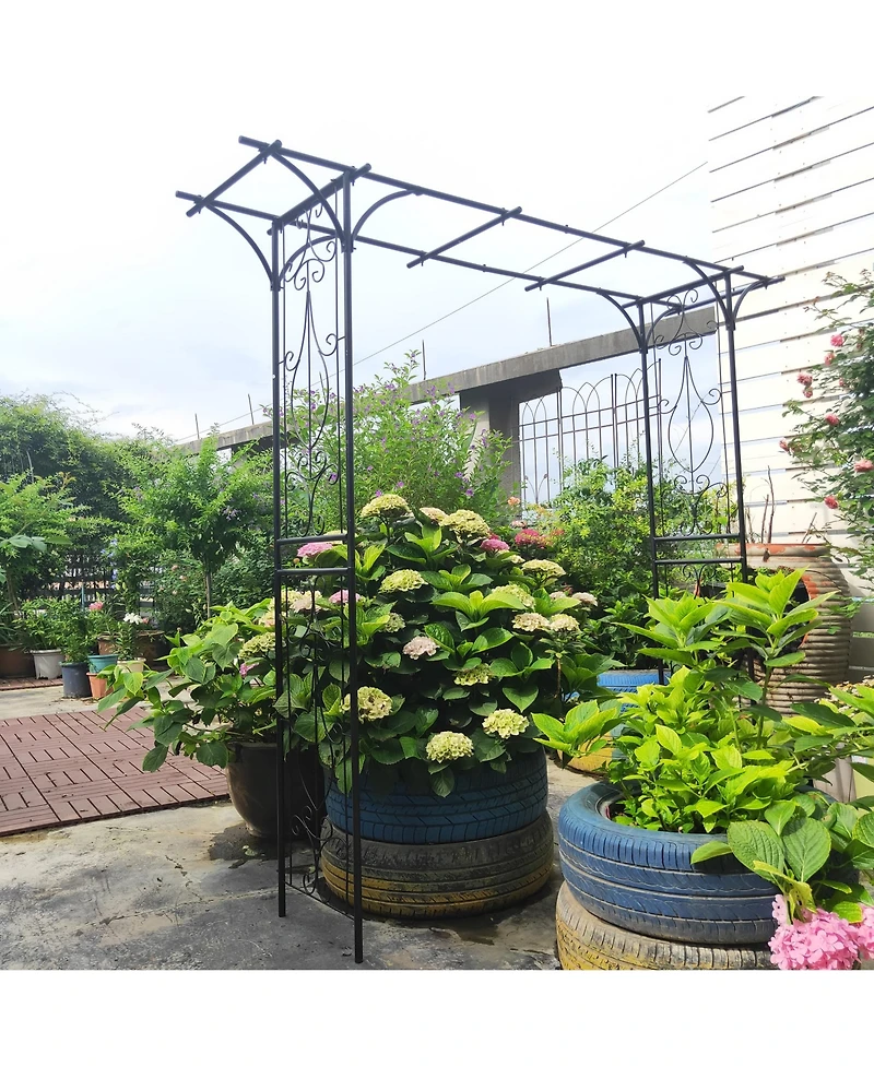 Clihome Metal Garden Arch L80.3" x W20.47" x H81.1" Climbing Plants Support Rose Arch Outdoor
